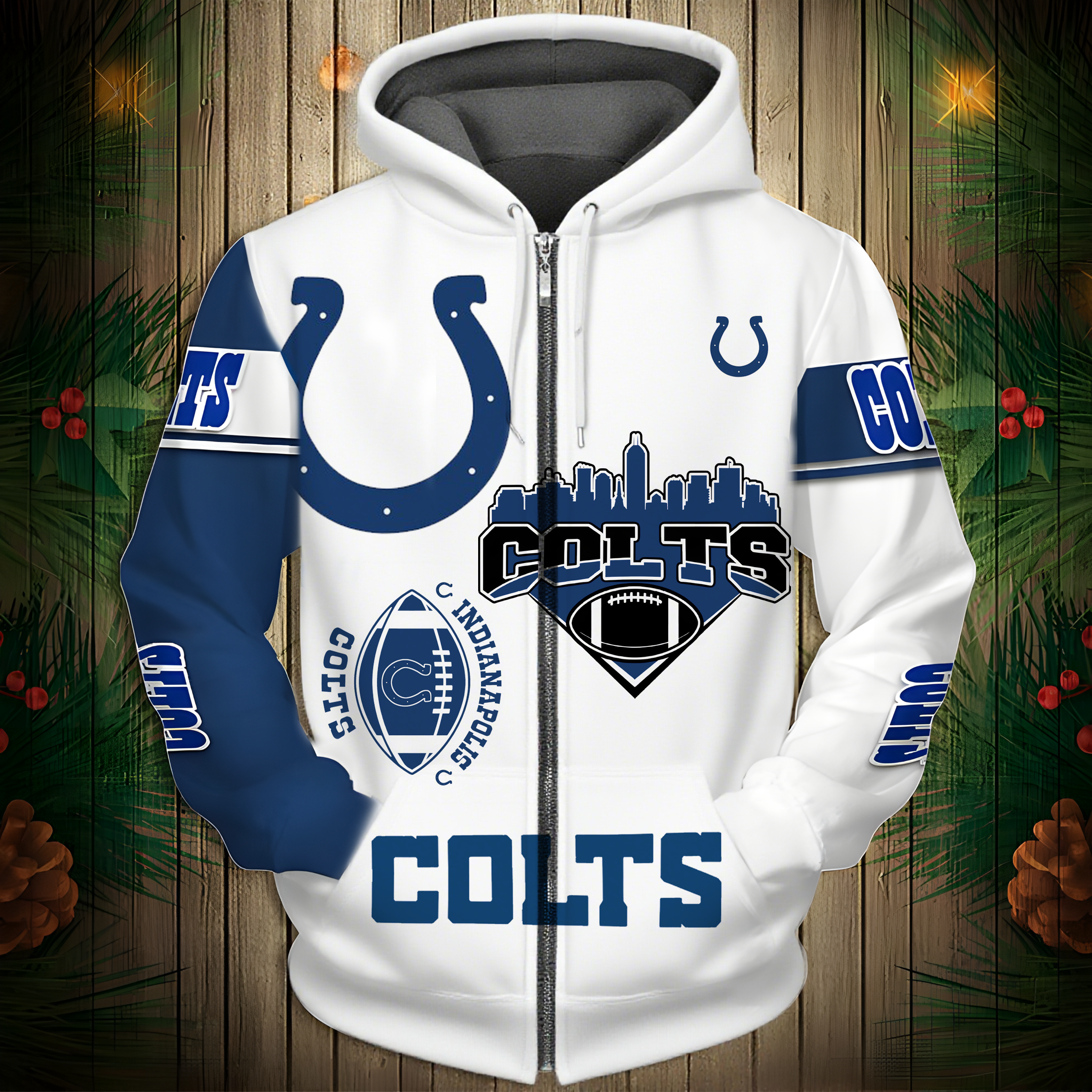 Buildercar - Indianapolis Colts Hoodie Unisex NFL Pullover Hoodie for Football Fans hm10112632
