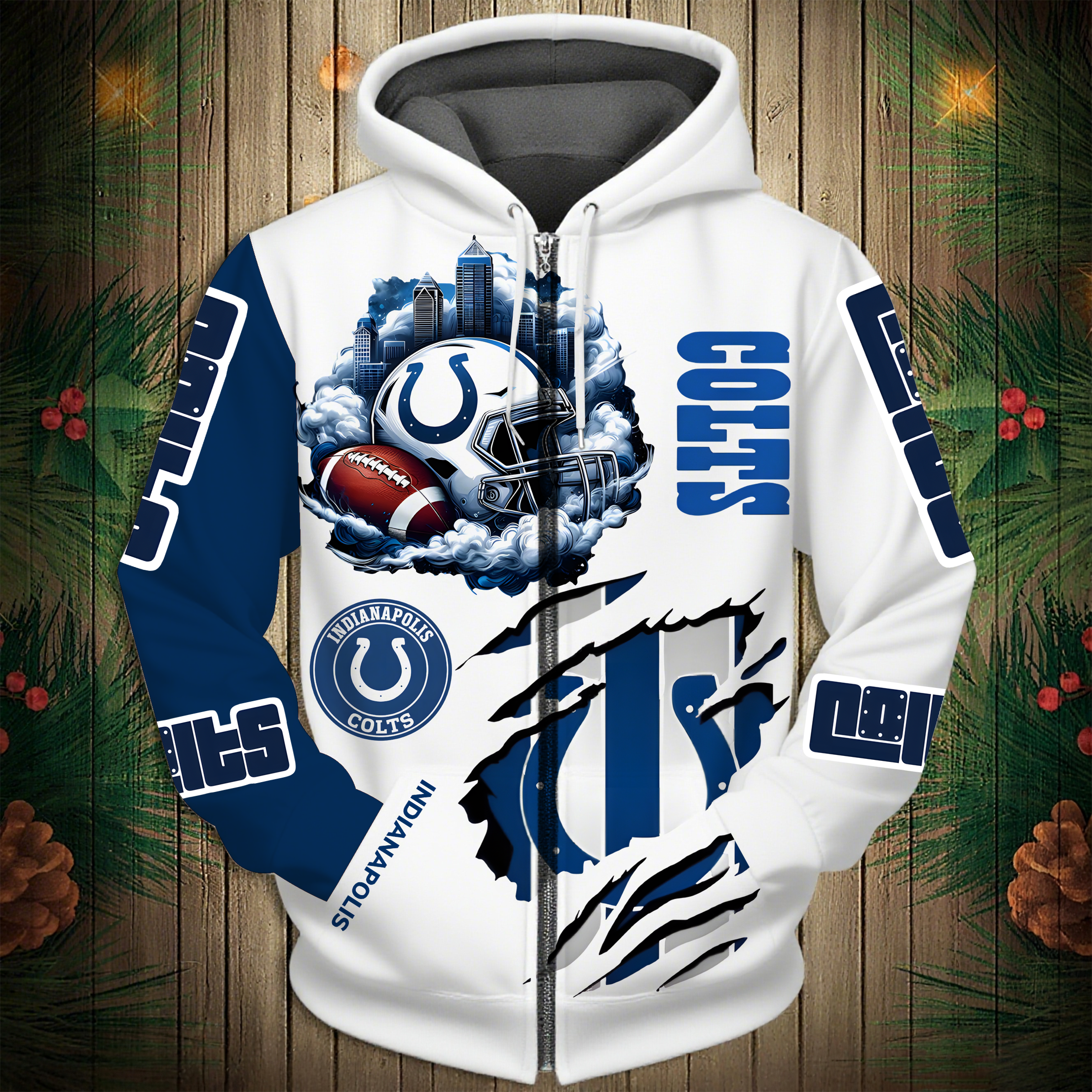 Buildercar - Indianapolis Colts Hoodie Unisex NFL Pullover Hoodie for Football Fans hm10112686