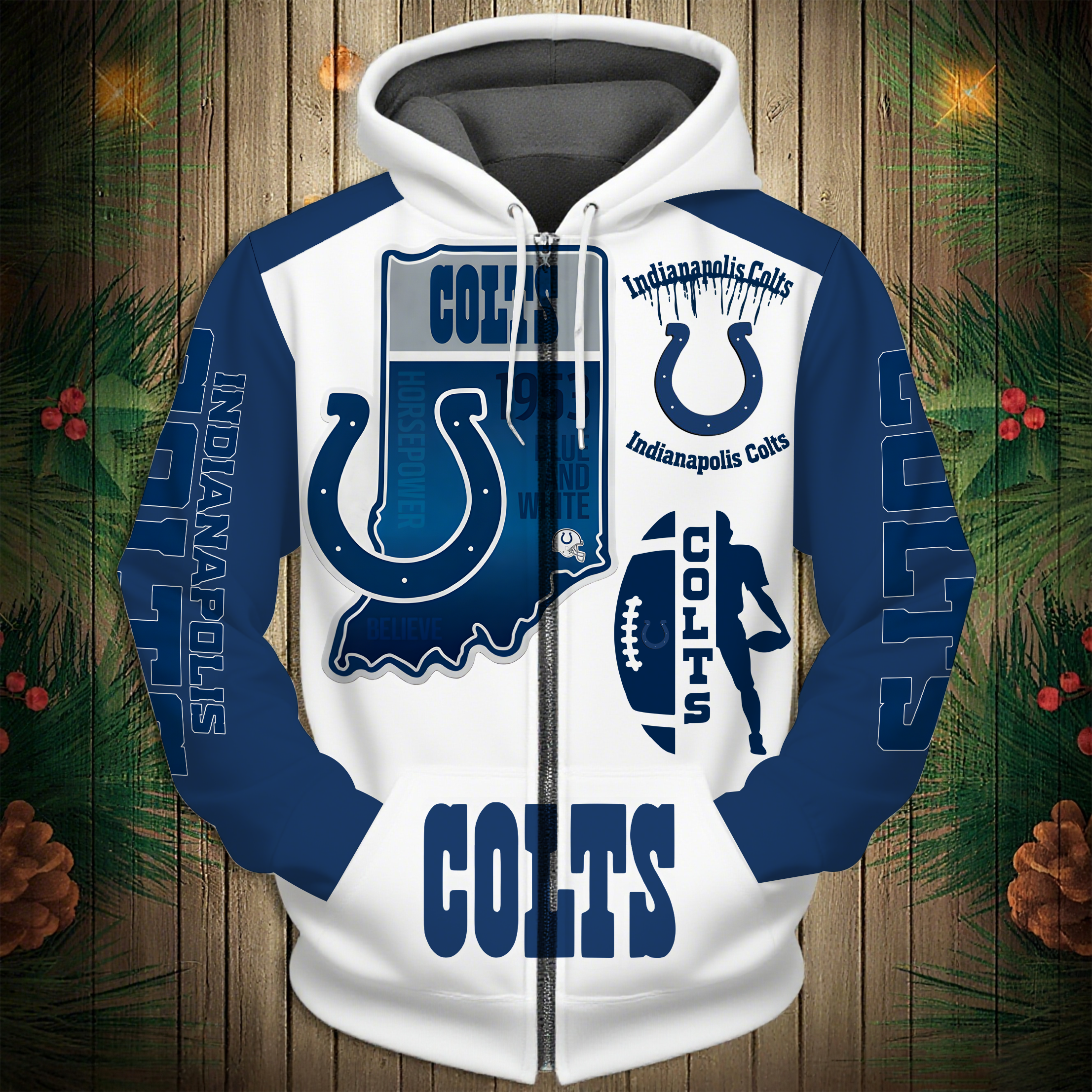 Buildercar - Indianapolis Colts Hoodie Unisex NFL Pullover Hoodie for Football Fans hm10112718