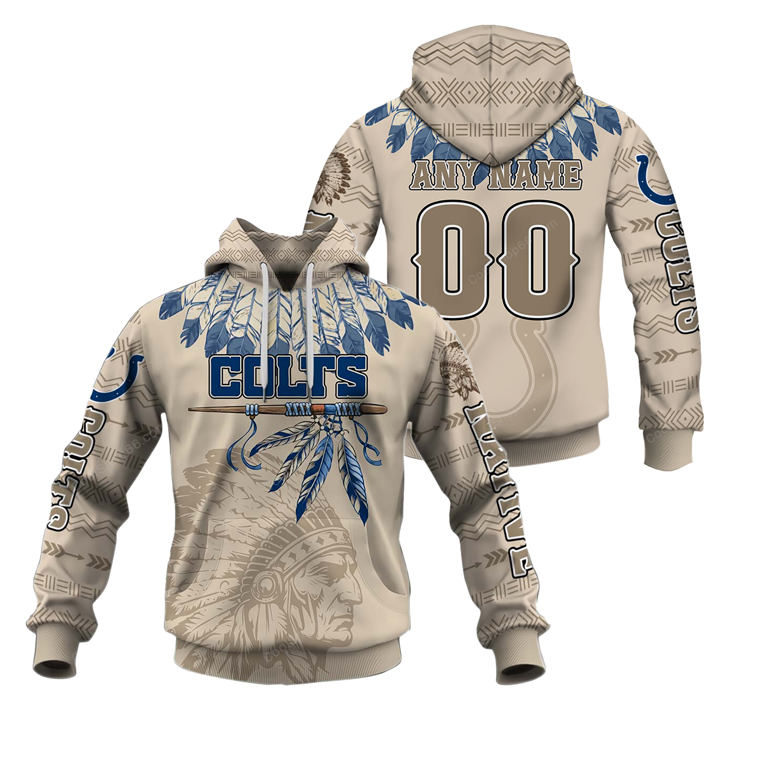 Buildercar - Indianapolis Colts Native American Heritage x NFL Custom Name & Number Hoodie