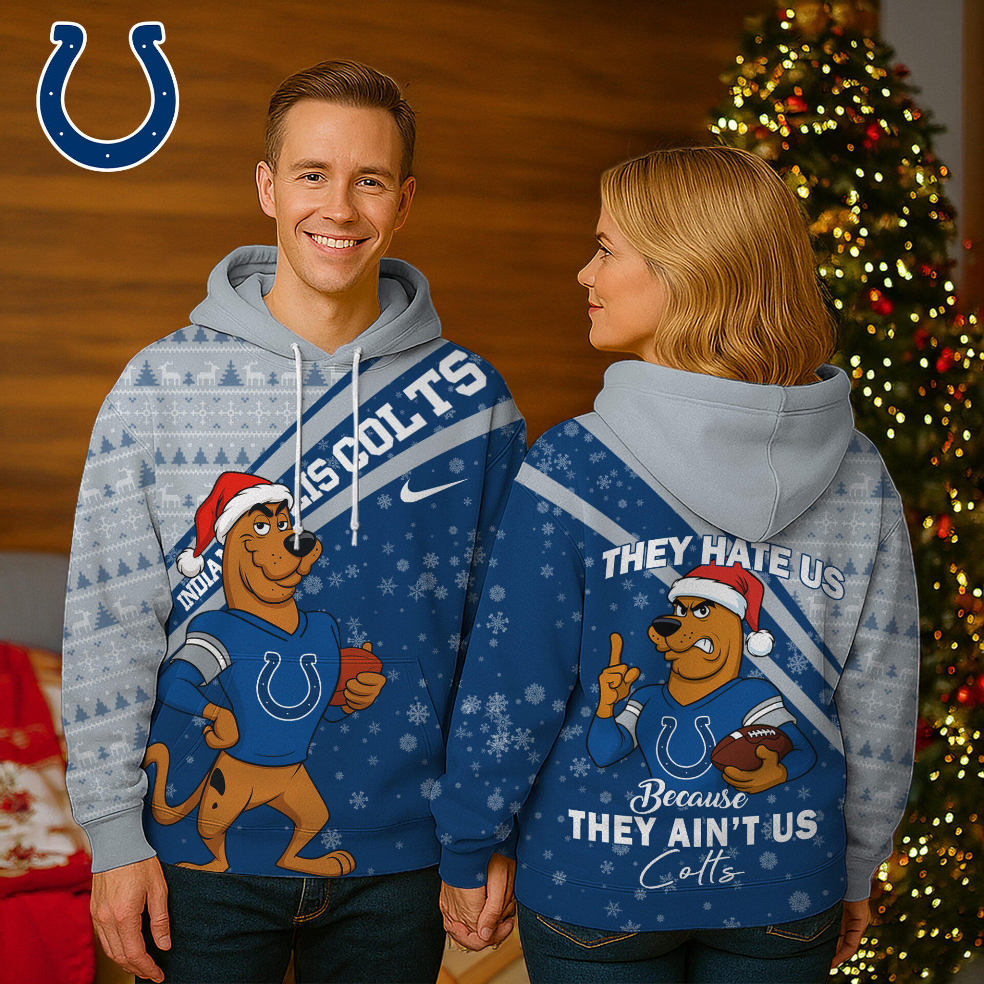 Buildercar - Indianapolis Colts Premium NFL Funny Christmas Scooby Doo 3D Hoodie