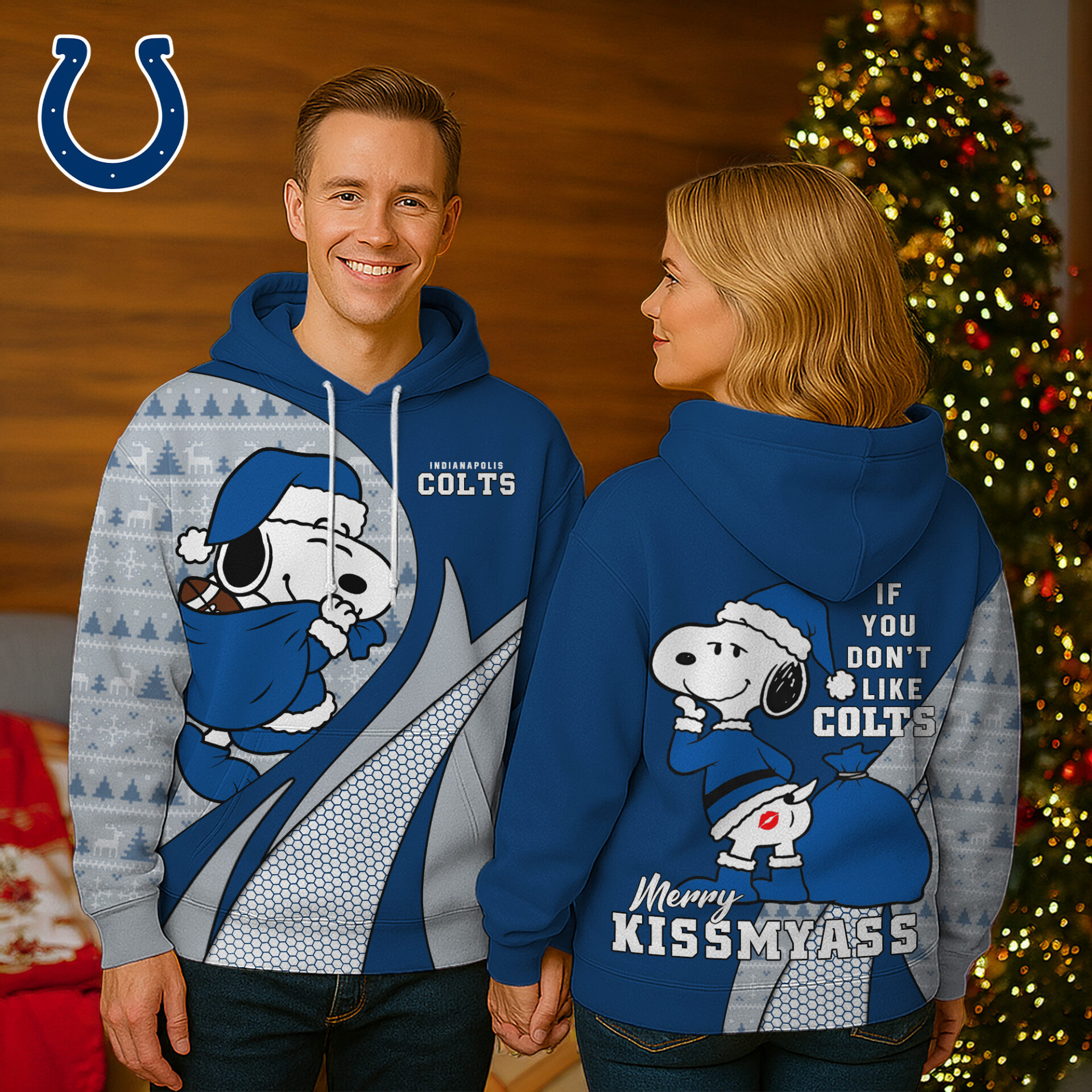 Buildercar - Indianapolis Colts Premium NFL Funny Christmas Snoopy 3D Hoodie