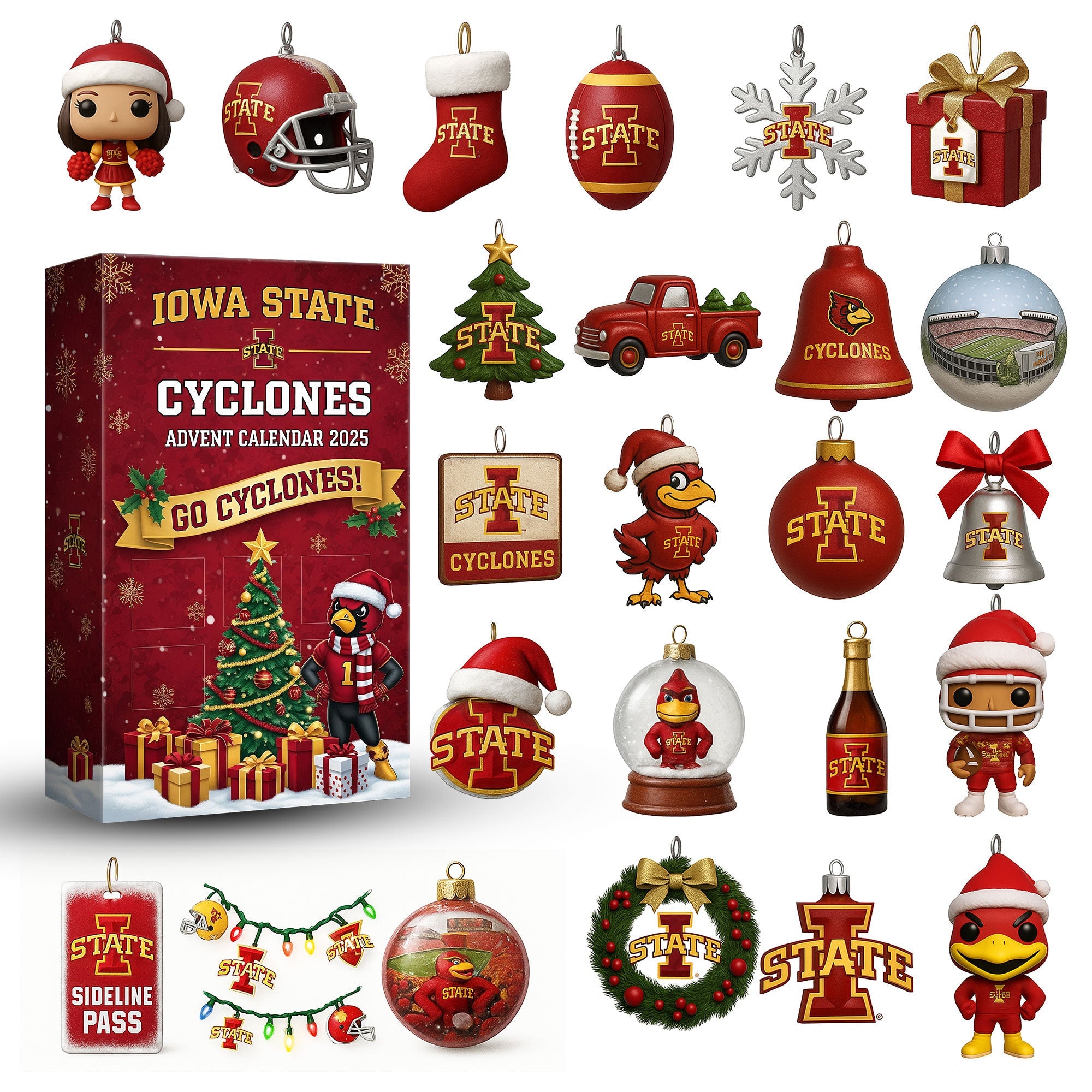 Buildercar - Iowa State Cyclones Premium Advent Calendar 2025 -2D Acrylic