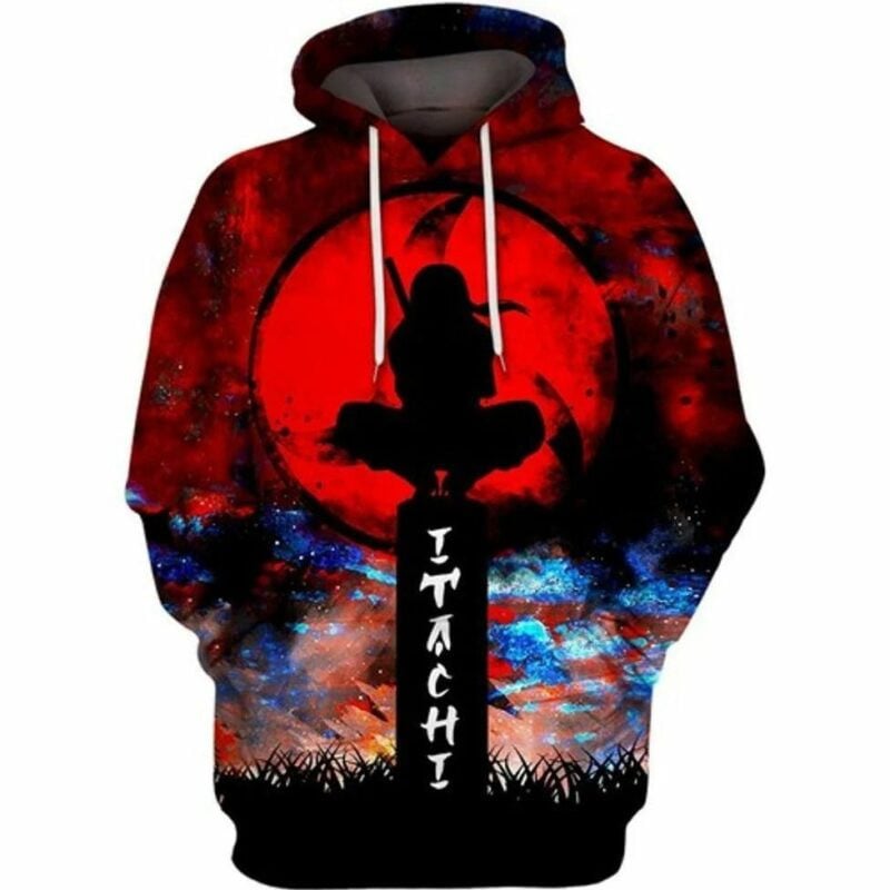 Buildercar - Itachi Blood Moon Naruto Anime All Over Printing 3d Hoodie