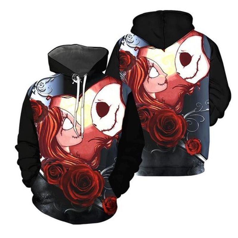 Buildercar - Jack Skellington Sally Rose Happy 3d Hoodie