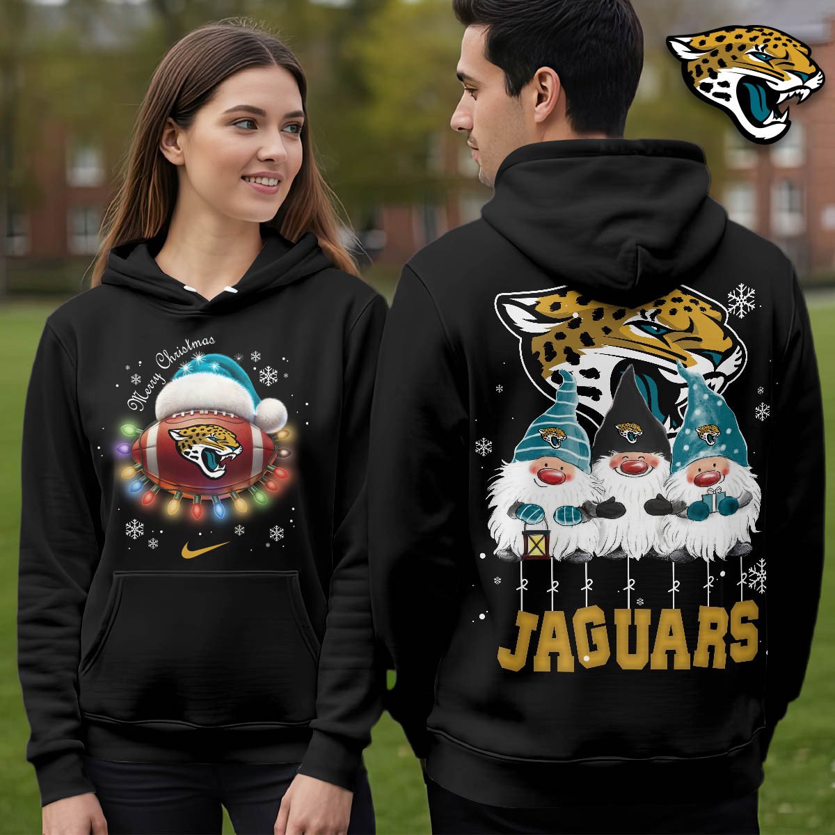 Buildercar - Jacksonville Jaguars | Premium NFL Christmas Gnomes Hoodie