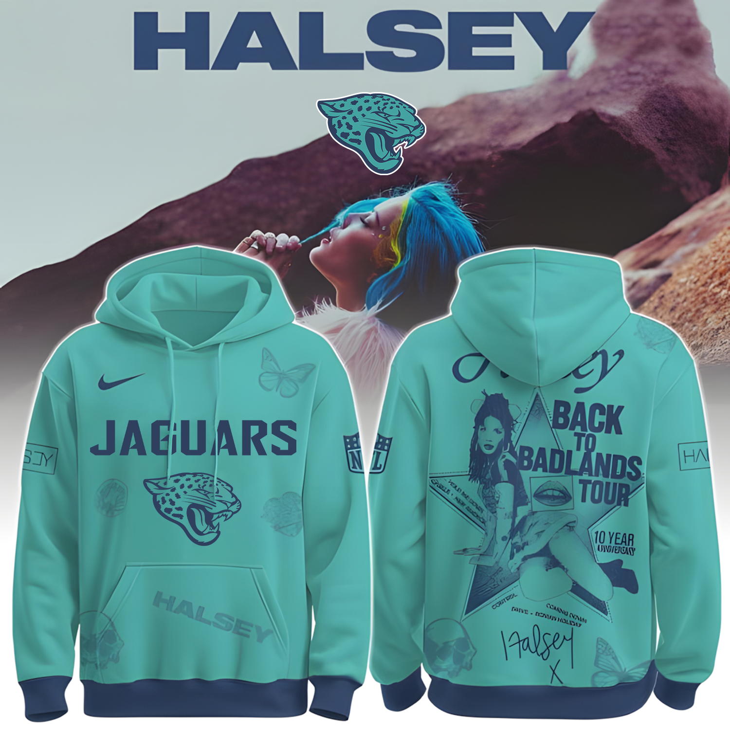 Buildercar - Jacksonville Jaguars X NFL Back to Badlands North America 2025-2026 Hoodie T-Shirt 