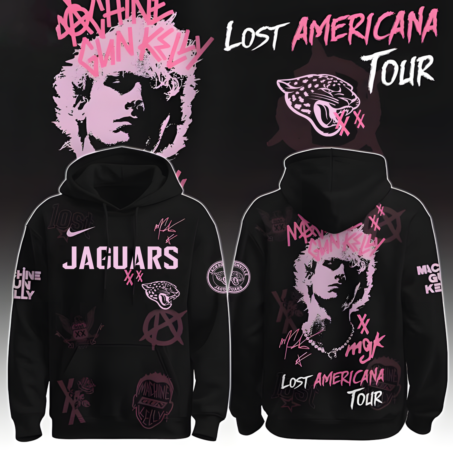 Buildercar - Jacksonville Jaguars X NFL MGK Lost Americana Tour 2025 Machine Gun Kelly Hoodie T-Shirt