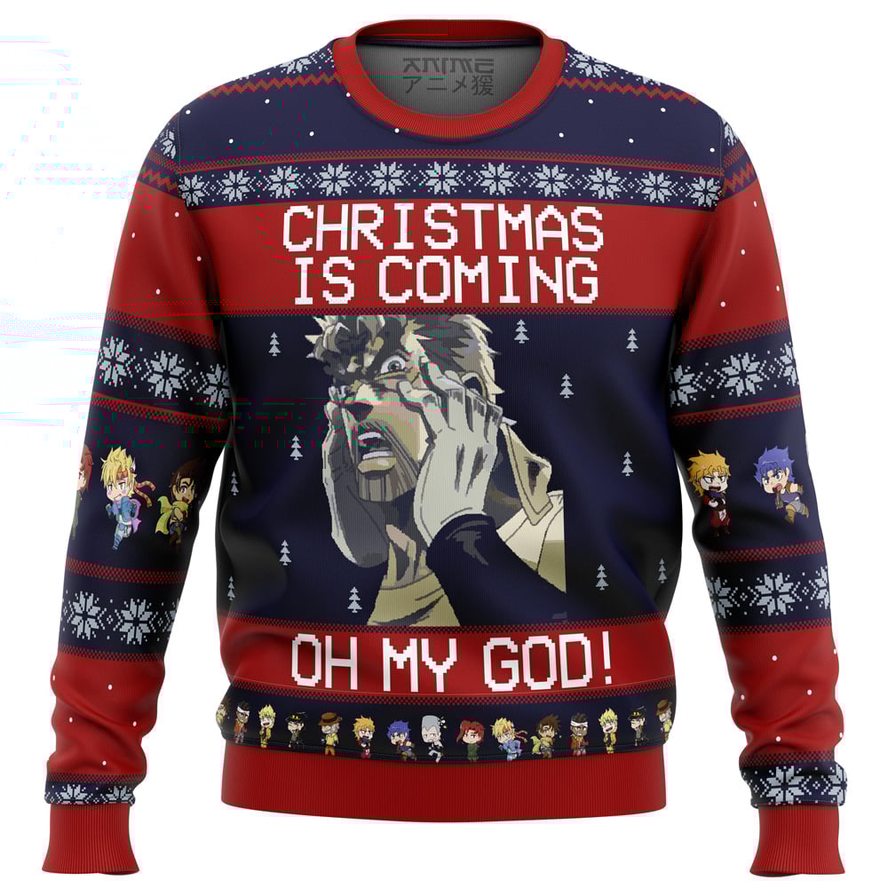 Buildercar - Jojo's Bizarre Adventure Joseph Joestar Oh My God Ugly Christmas Sweater