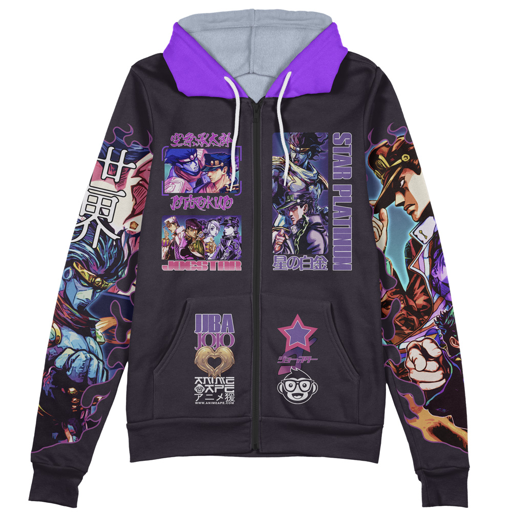 Buildercar - Jotaro Kujo V2 Jojo’s Bizarre Adventure Streetwear Zip Hoodie Jacket - Image 2