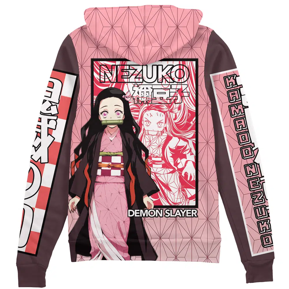 Buildercar - Kamado Nezuko Haori Demon Slayer Streetwear Zip Hoodie Jacket
