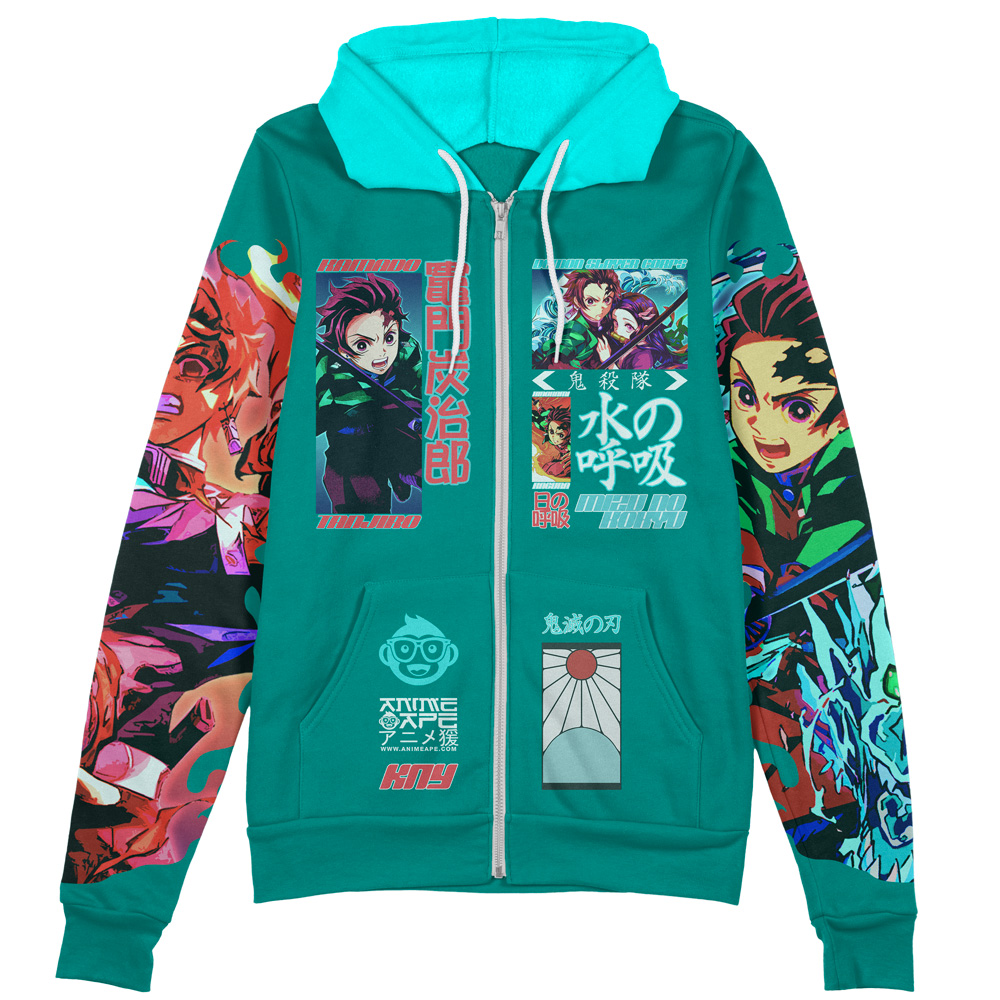 Buildercar - Kamado Tanjiro V2 Demon Slayer Streetwear Zip Hoodie Jacket - Image 2