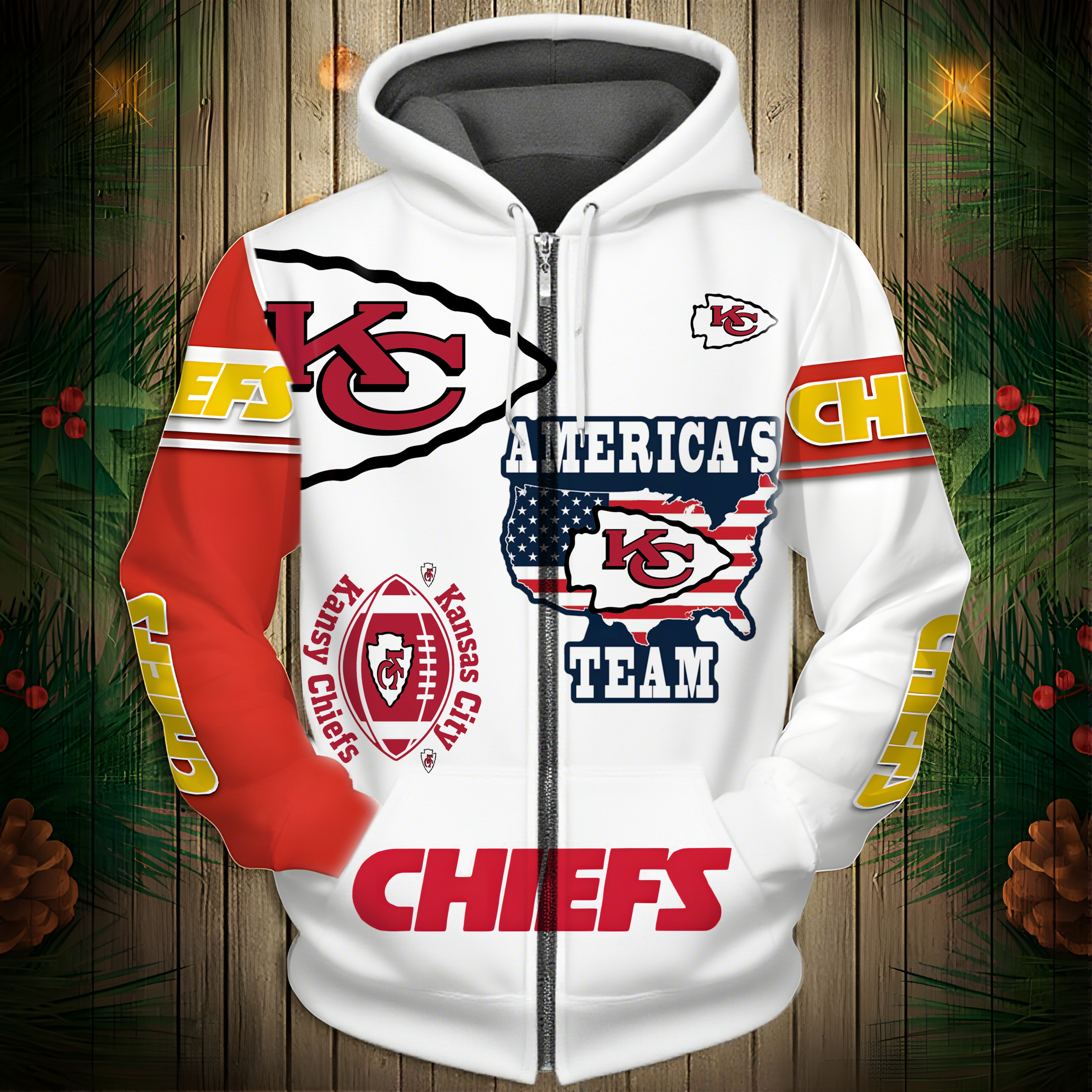 Buildercar - Kansas City Chiefs Hoodie Unisex NFL Pullover Hoodie for Football Fans hm10112567
