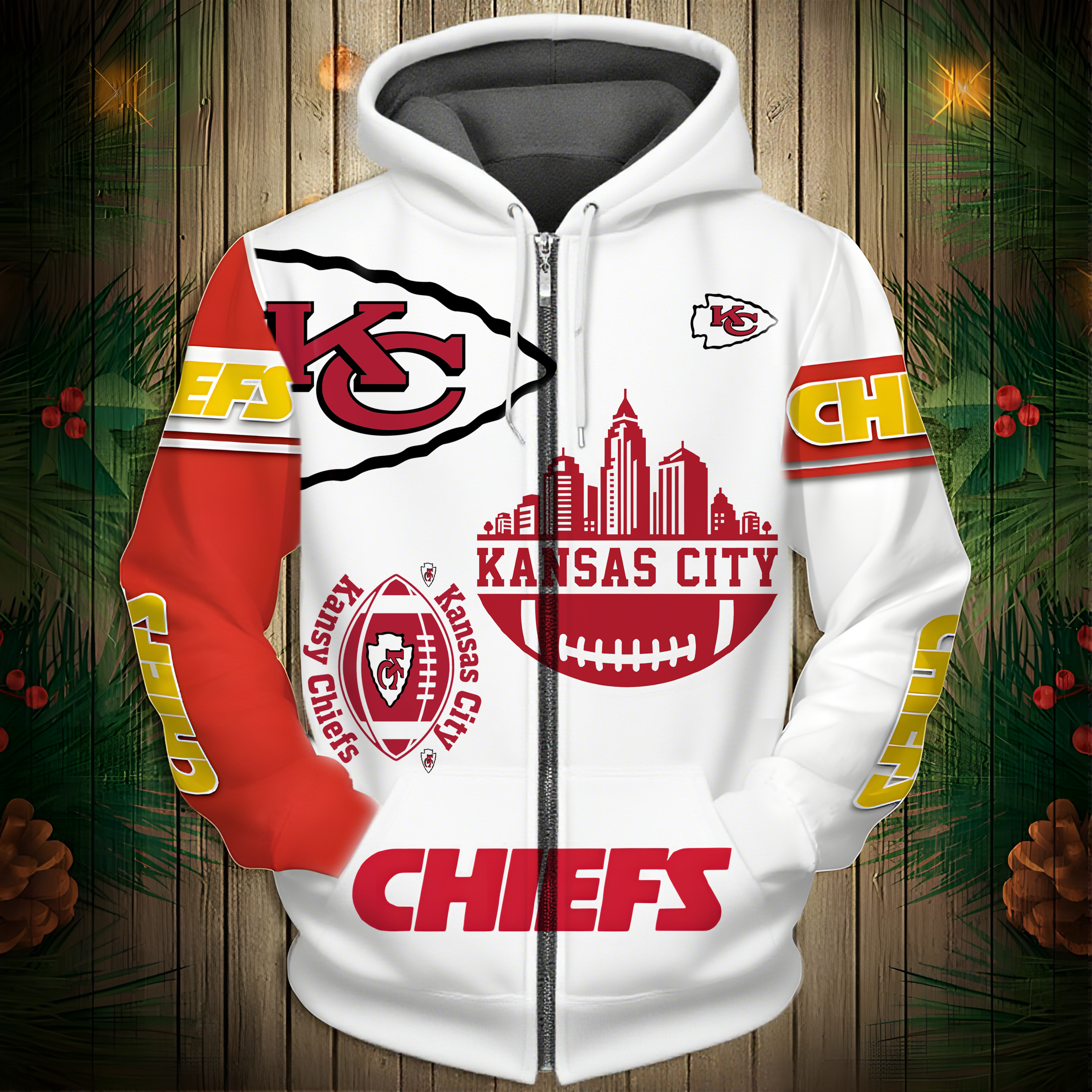 Buildercar - Kansas City Chiefs Hoodie Unisex NFL Pullover Hoodie for Football Fans hm10112630