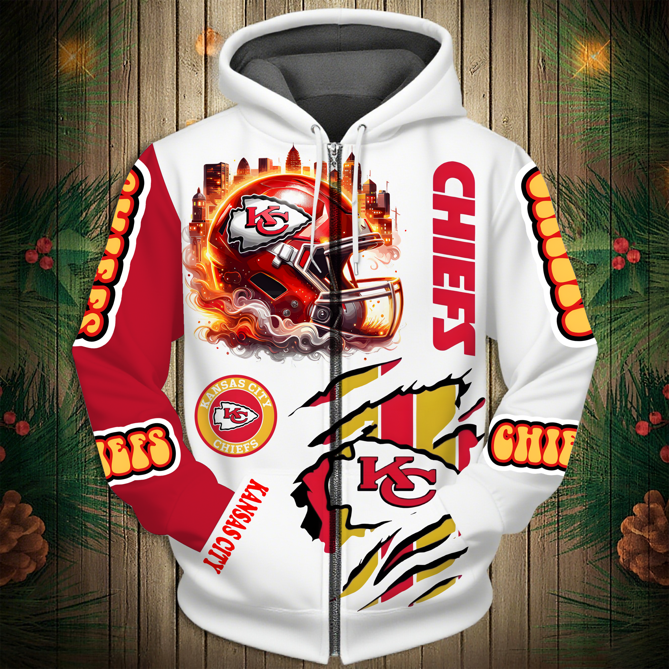 Buildercar - Kansas City Chiefs Hoodie Unisex NFL Pullover Hoodie for Football Fans hm10112684
