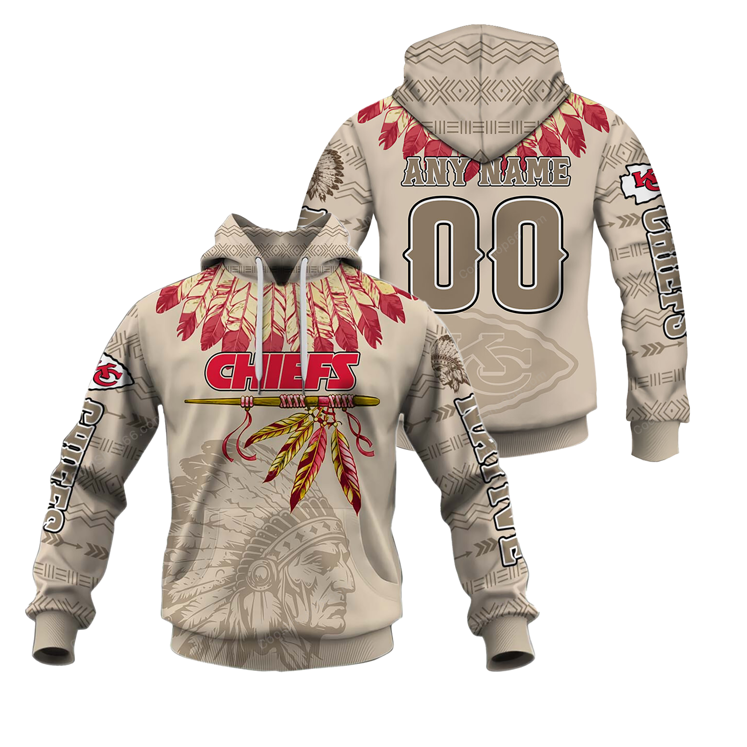 Buildercar - Kansas City Chiefs Native American Heritage x NFL Custom Name & Number Hoodie
