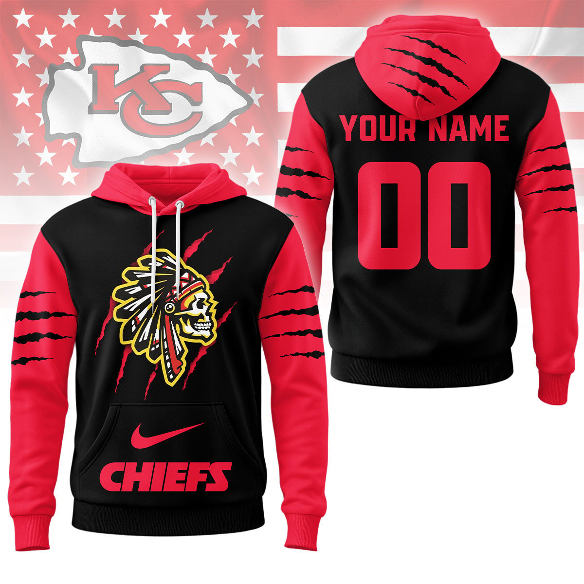 Buildercar - Kansas City Chiefs Premium NFL Fan Pride Claw Hoodie