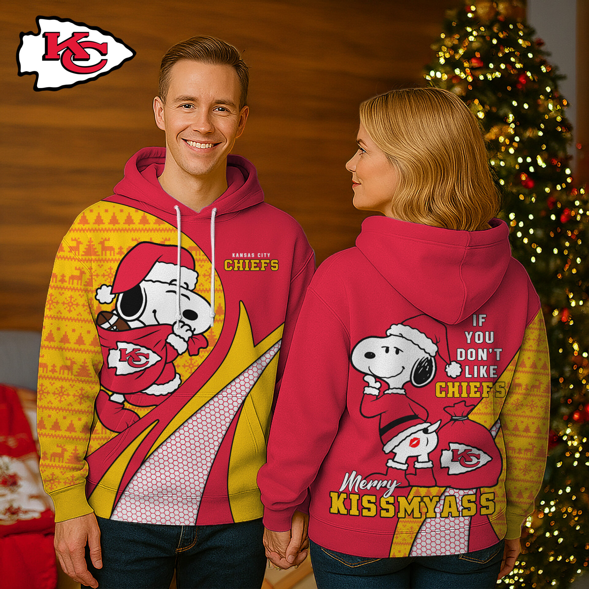 Buildercar - Kansas City Chiefs | Premium NFL Funny Christmas Snoopy 3D Hoodie