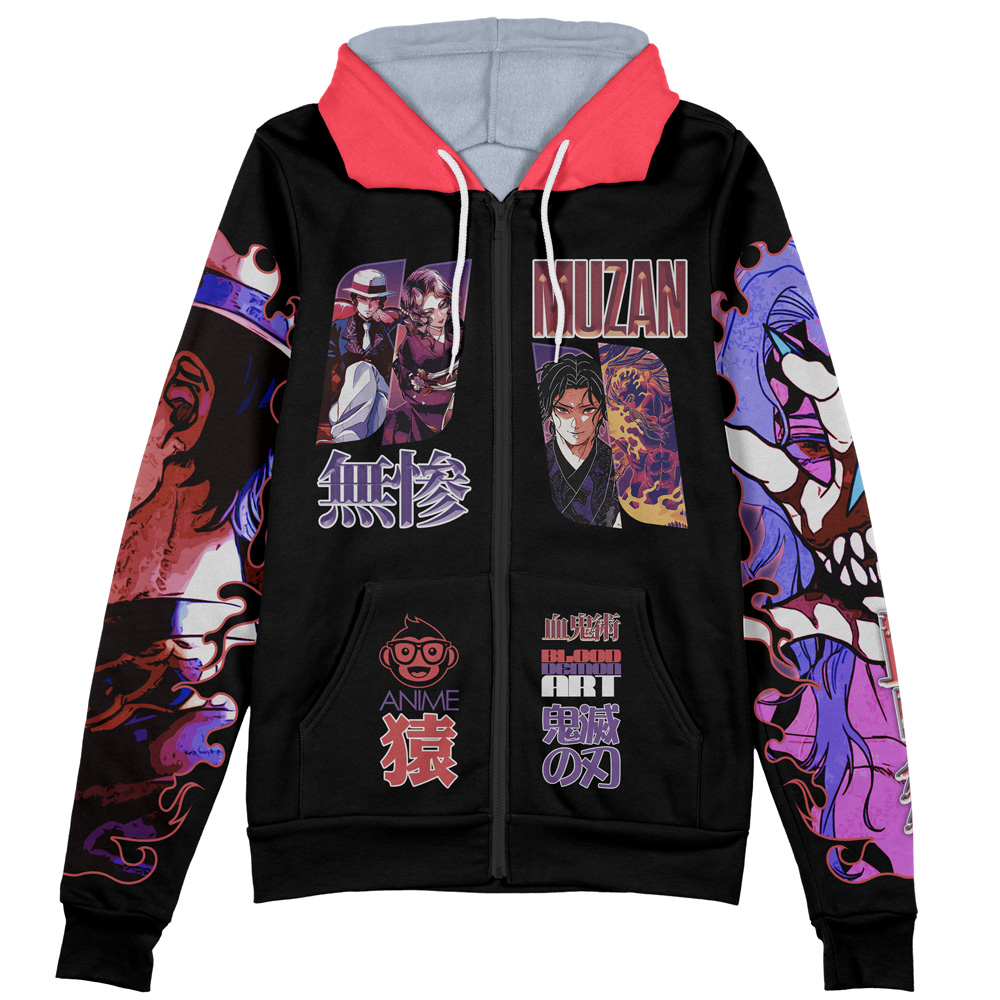 Buildercar - Kibitsuji Muzan Demon Slayer Streetwear Zip Hoodie Jacket - Image 2
