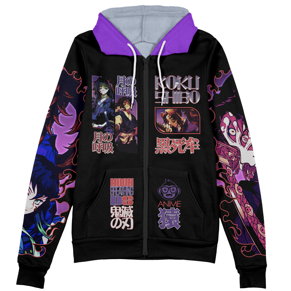 Buildercar - Kokushibo V3 Demon Slayer Streetwear Zip Hoodie Jacket - Image 2