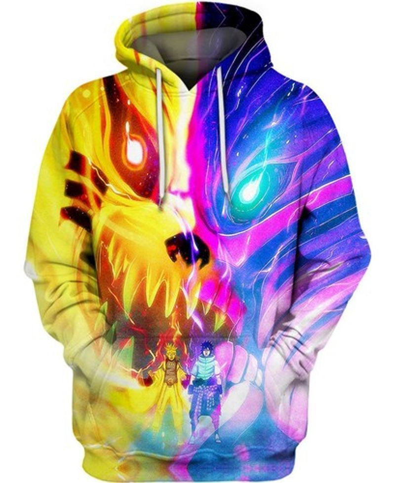 Buildercar - Kurama And Naruto Anime Neon Men And Women All Over Printing 3d Hoodie