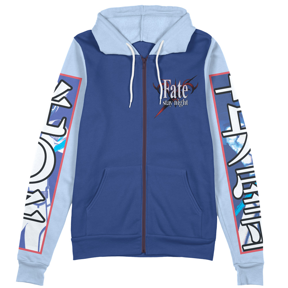 Buildercar - Lancer Fate Stay Night Unlimited Blade Works Streetwear Zip Hoodie Jacket - Image 2