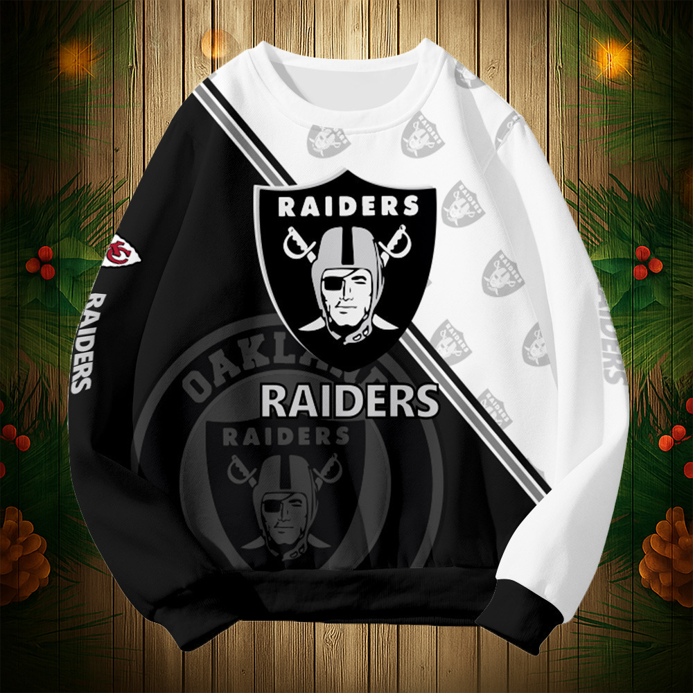 Buildercar - Las Vegas Raiders Graphic Crew Neck Sweatshirt Unisex NFL Pullover Hoodie for Football Fans