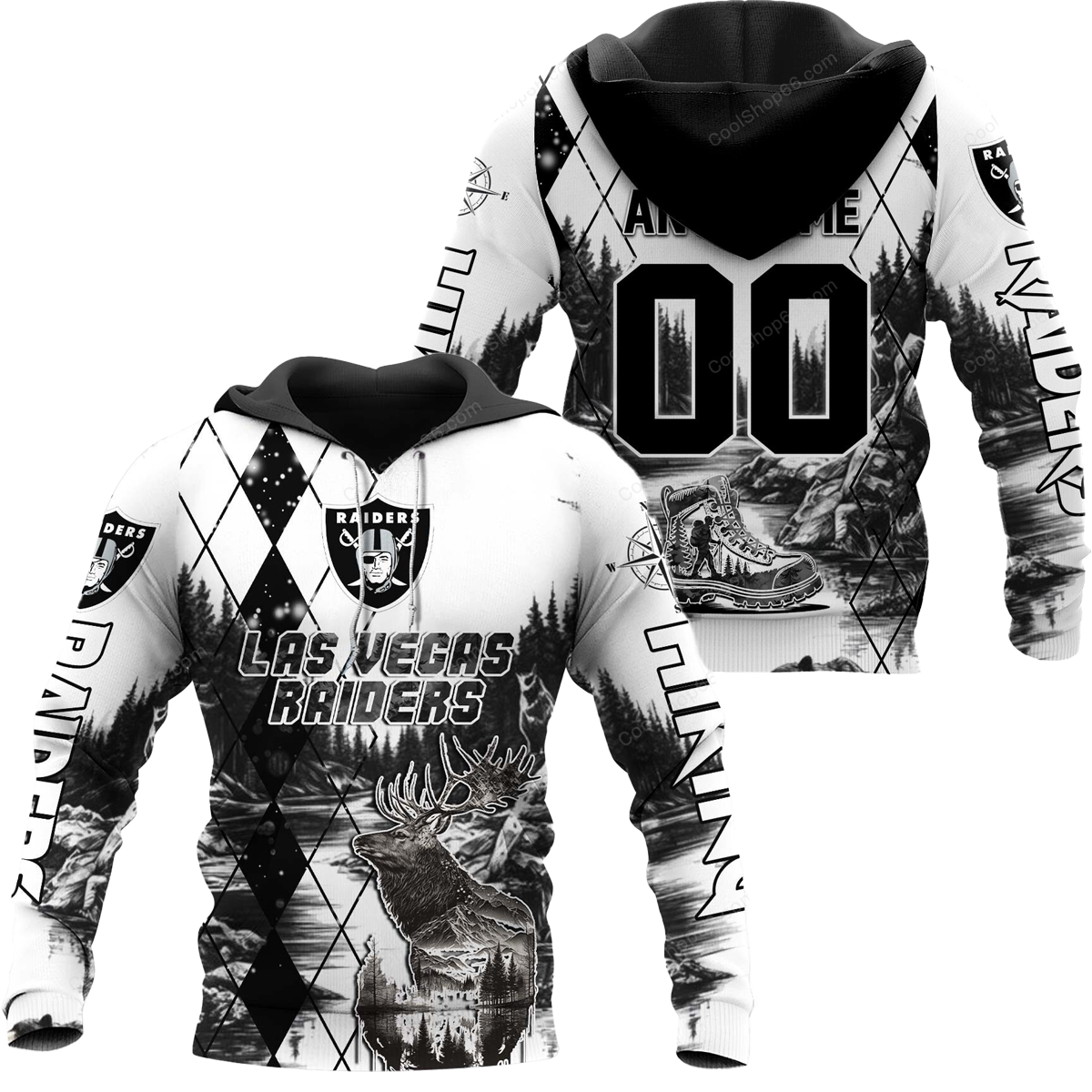 Buildercar - Las Vegas Raiders Hiking x NFL Custom Name & Number Hoodie