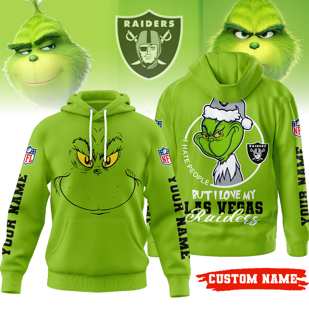 Buildercar - Las Vegas Raiders | Premium NFL Grinch I Hate People Hoodie