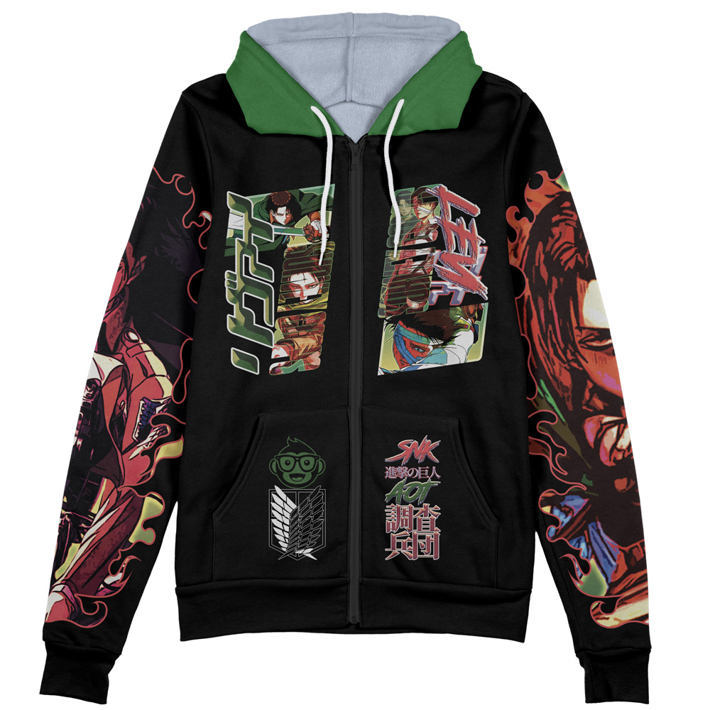 Buildercar - Levi Ackerman V4 Attack on Titan Streetwear Zip Hoodie Jacket - Image 2