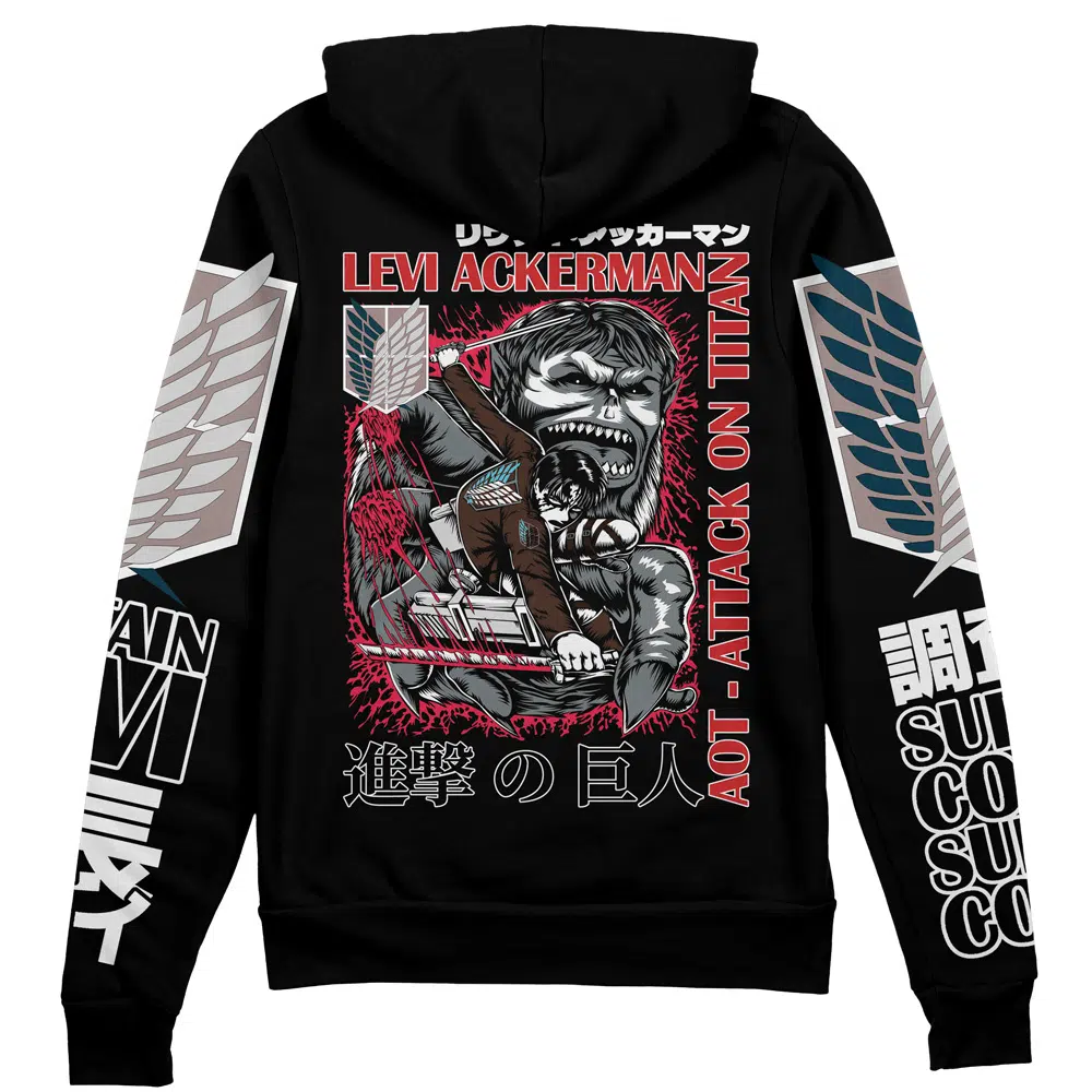 Buildercar - Levi Ackerman x Beast Titan Attack on Titan Streetwear Zip Hoodie Jacket