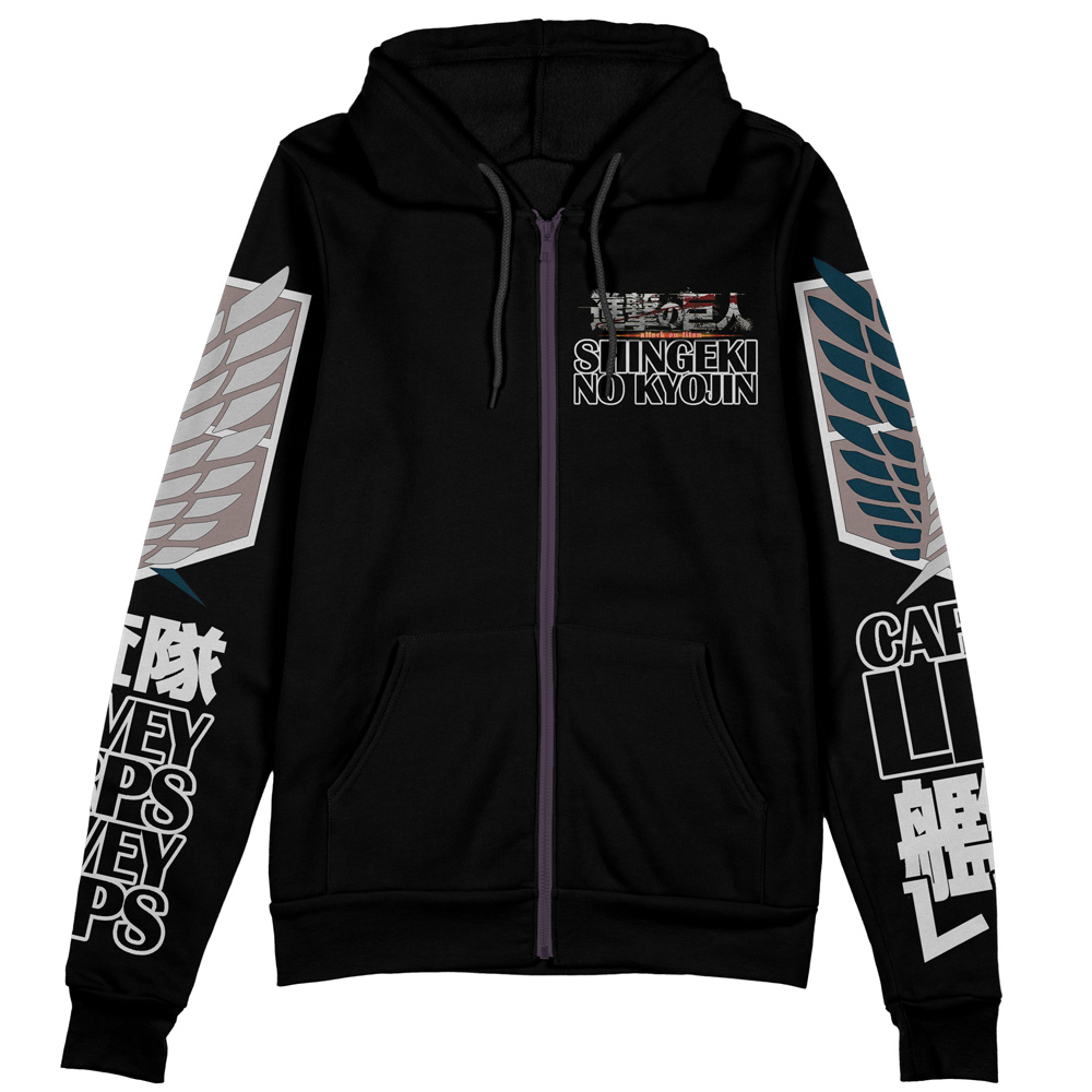 Buildercar - Levi Ackerman x Beast Titan Attack on Titan Streetwear Zip Hoodie Jacket - Image 2