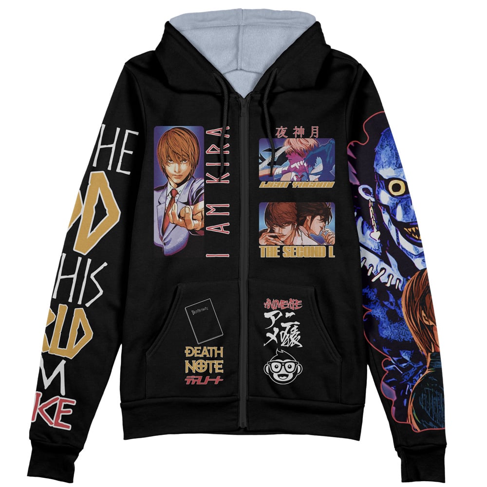 Buildercar - Light Yagami V2 Death Note Streetwear Zip Hoodie Jacket - Image 2