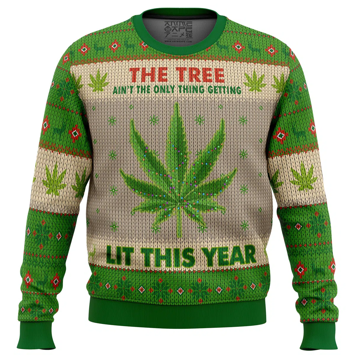 Buildercar - Lit This Year Weed Ugly Christmas Sweater