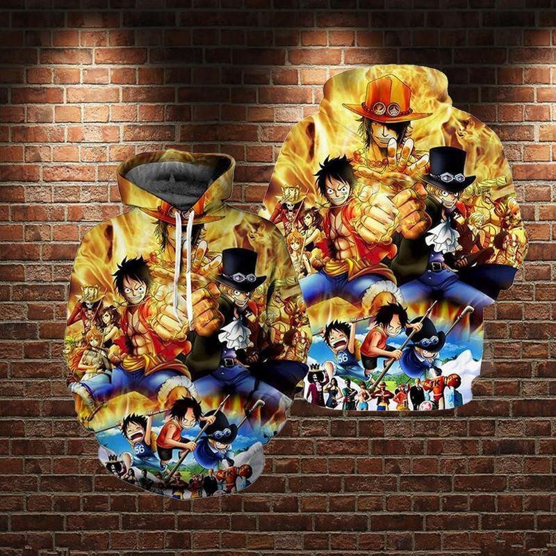 Buildercar - Lontse Anime One Piece Monkey D Luffy Novelty Over Print 3d Hoodie 4