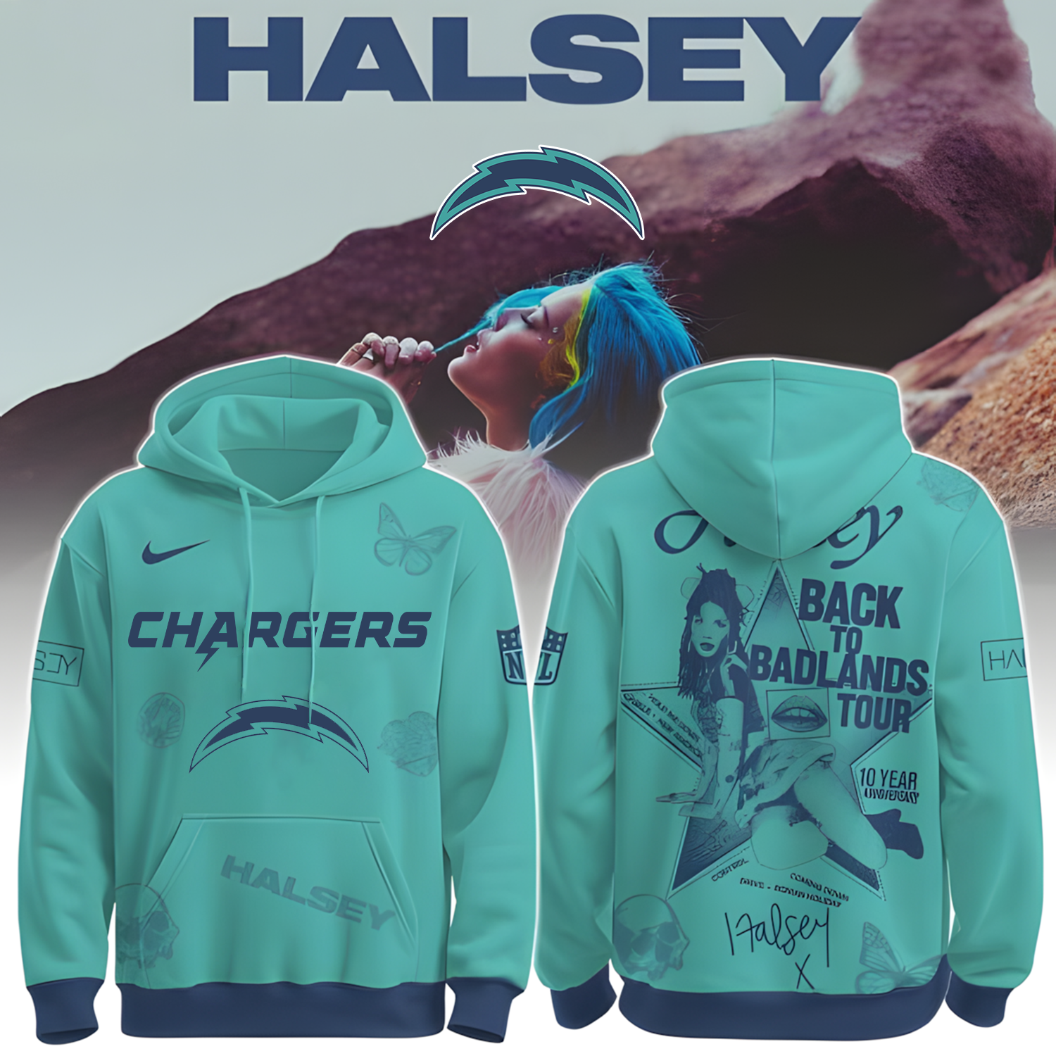 Buildercar - Los Angeles Chargers X NFL Back to Badlands North America 2025-2026 Hoodie T-Shirt