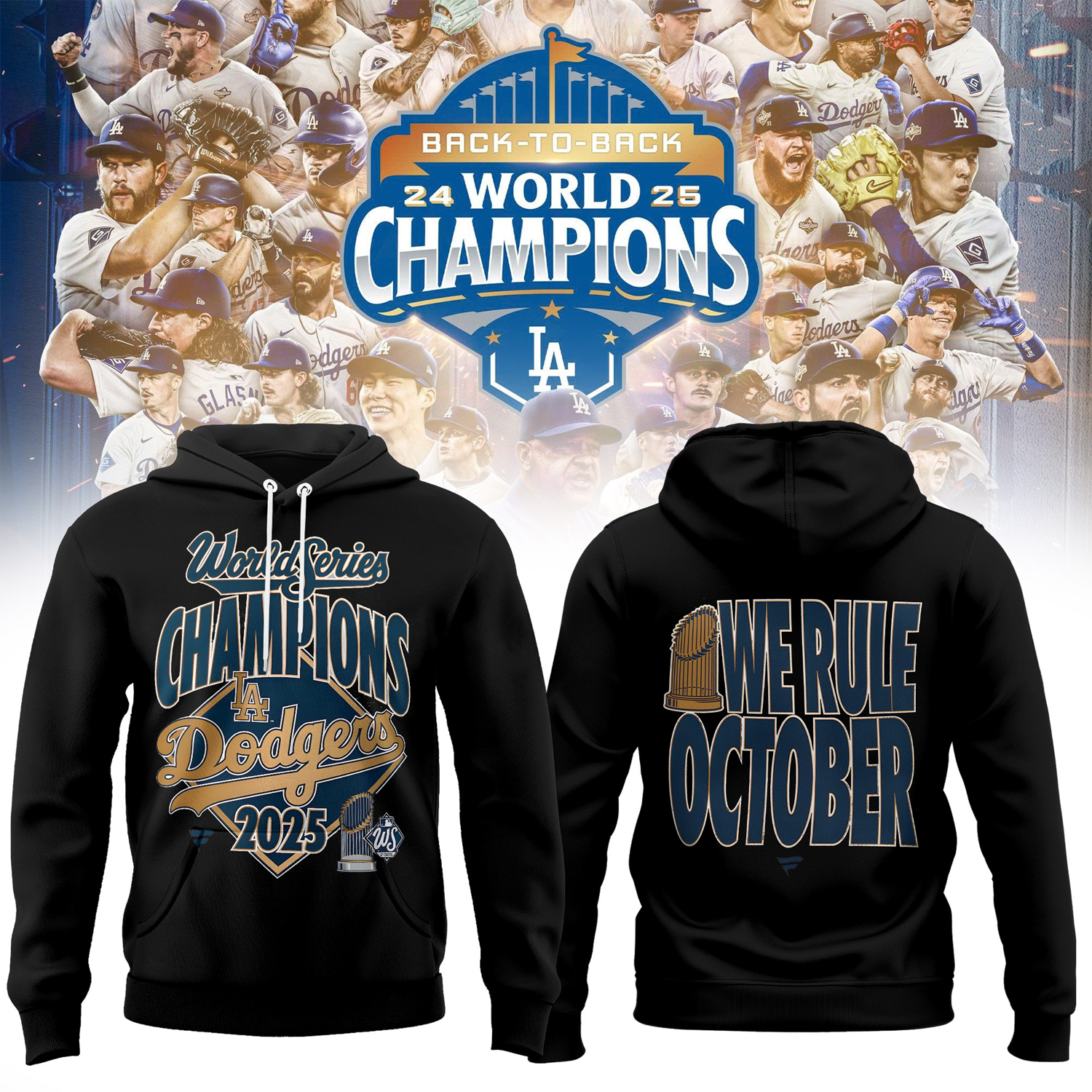 Buildercar - Los Angeles Dodgers x MLB 2025 World Series Champions Hoodie V1