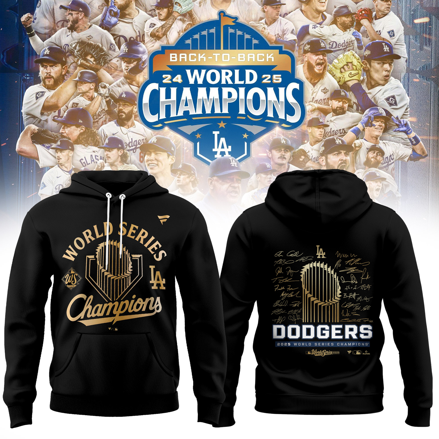 Buildercar - Los Angeles Dodgers x MLB 2025 World Series Champions Hoodie V2