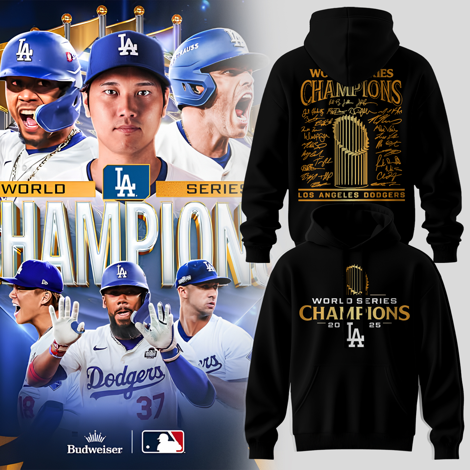 Buildercar - Los Angeles Dodgers x MLB 2025 World Series Champions Hoodie V4