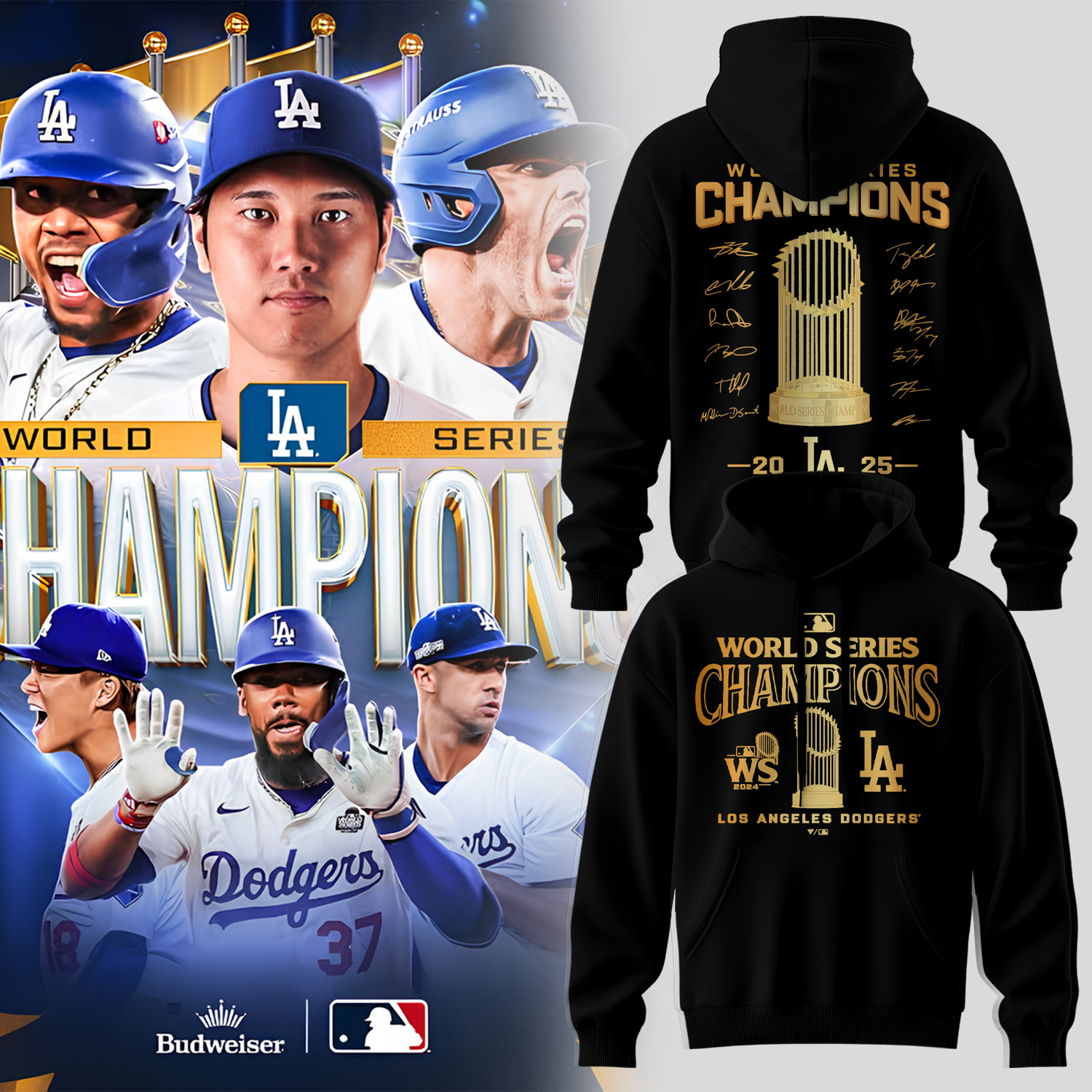 Buildercar - Los Angeles Dodgers x MLB 2025 World Series Champions Hoodie V5