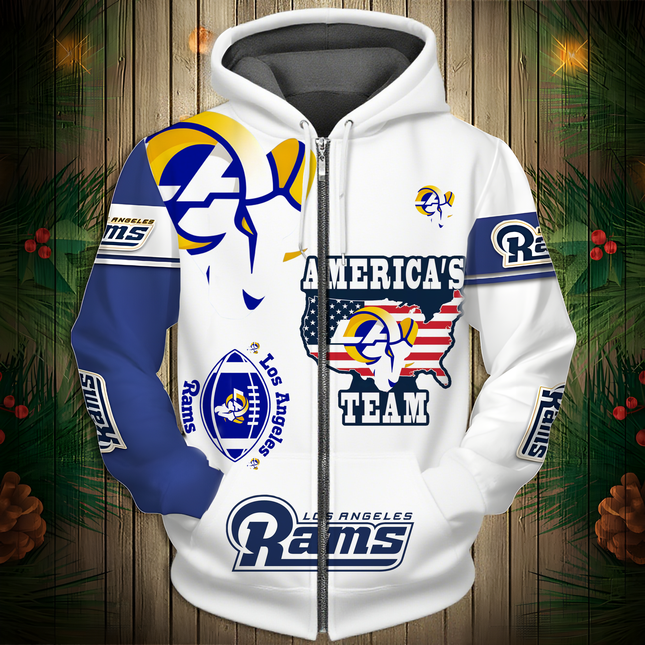 Buildercar - Los Angeles Rams Hoodie Unisex NFL Pullover Hoodie for Football Fans hm10112592
