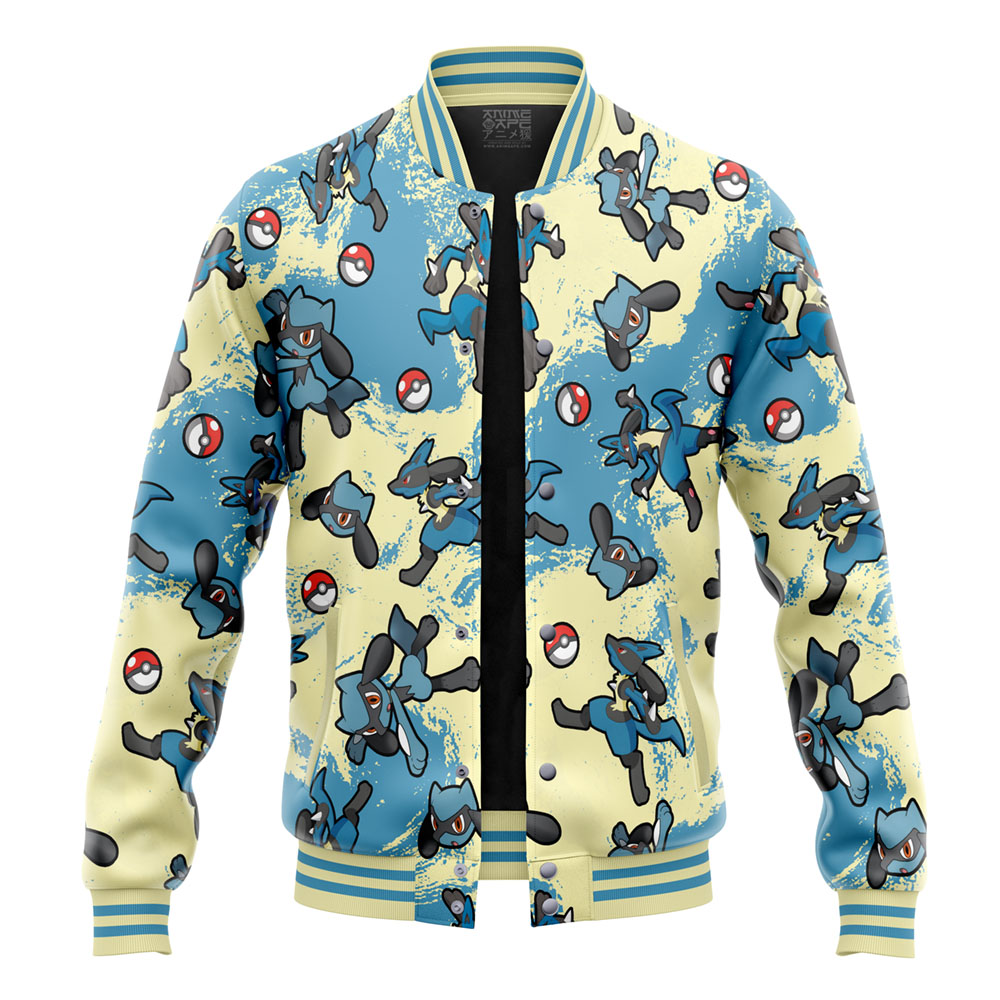 Buildercar - Lucario Pattern Pokemon Varsity Jacket