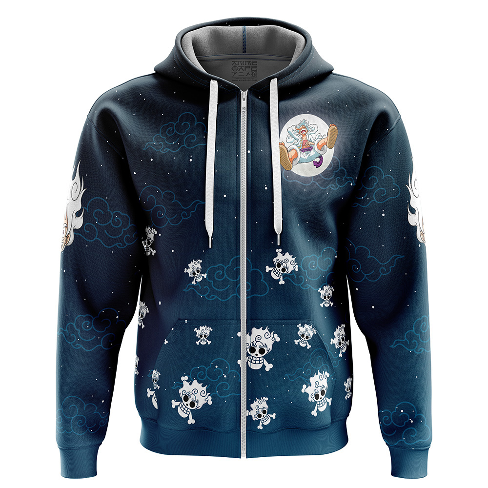 Buildercar - Luffy Gear 5 V2 Pattern One Piece Zip Hoodie Jacket