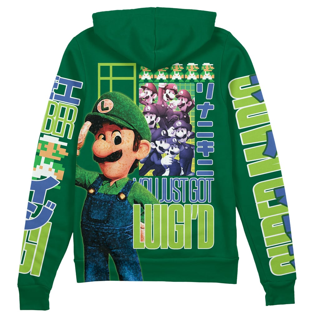 Buildercar - Luigi Mario Bros Streetwear Zip Hoodie Jacket