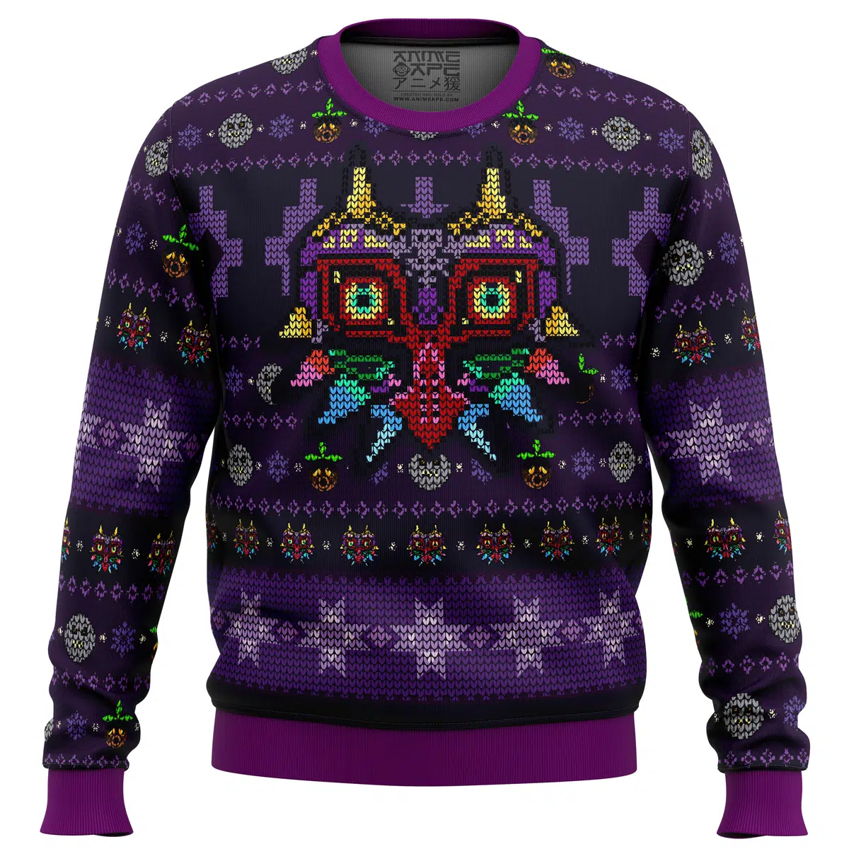 Buildercar - Majoras Mask Seamless Pattern Zelda Ugly Christmas Sweater