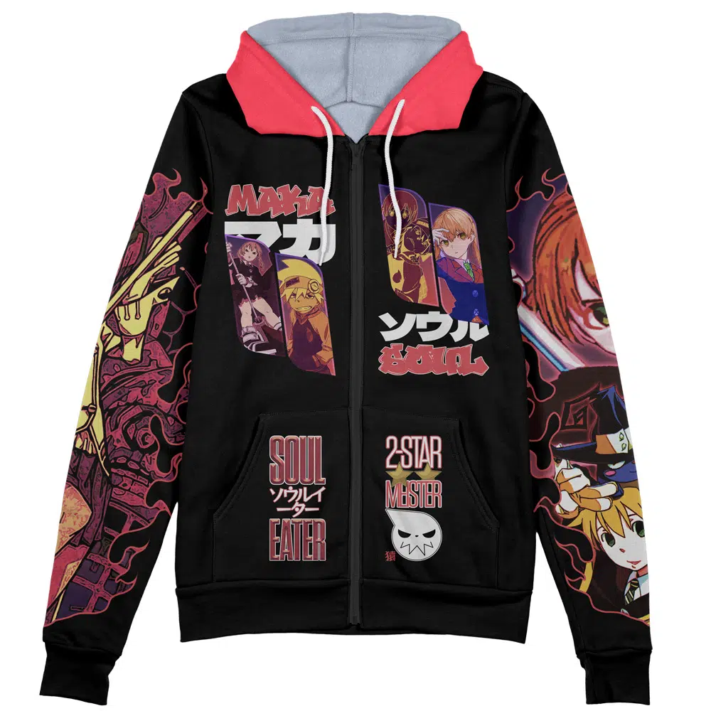 Buildercar - Maka Albarn x Soul Evans Soul Eater Streetwear Zip Hoodie Jacket - Image 2
