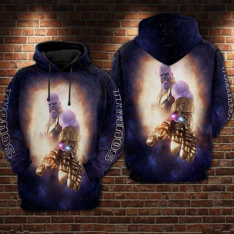Buildercar - Marvel Thanos With The Infinity Gauntlet Galaxy Blue 3d Hoodie