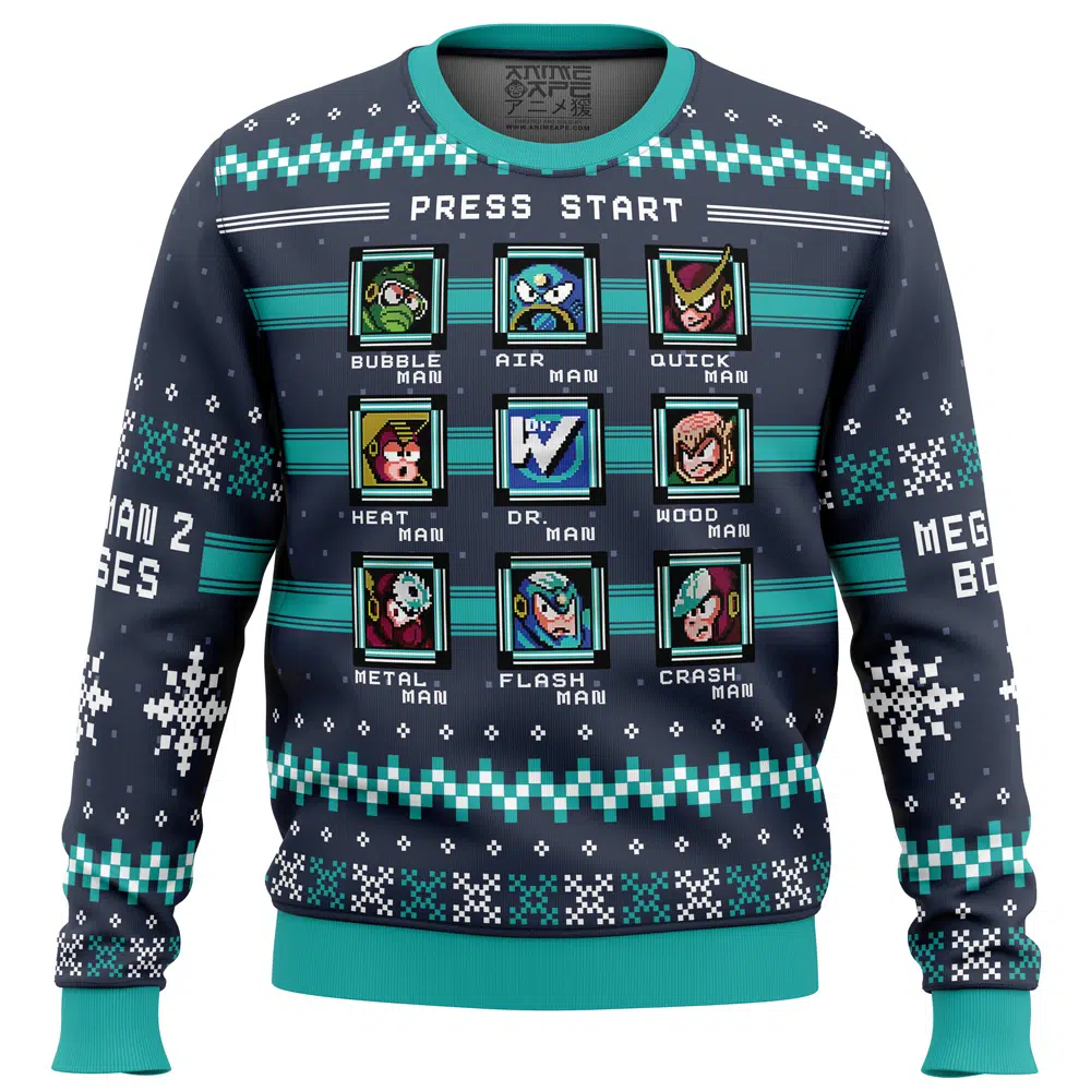 Buildercar - Mega Man 2 Bosses Ugly Christmas Sweater