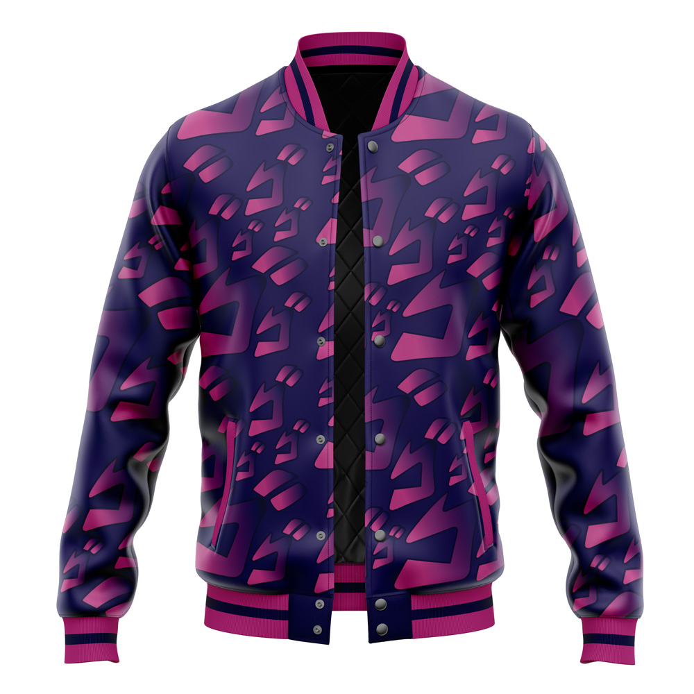 Buildercar - Menacing Aura Pattern Jojo's Bizarre Adventure Varsity Jacket