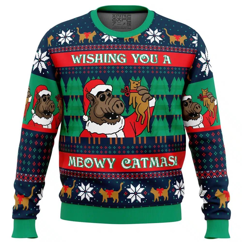 Buildercar - Meowy Catmas Alf Ugly Christmas Sweater